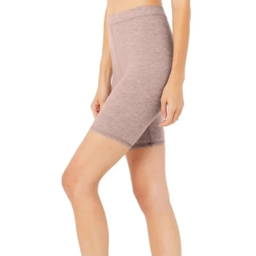Alo Yoga High Waisted Mauve Alosoft Flow Bike Shorts Womens Small